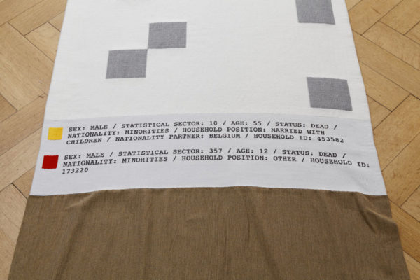 Rossella Biscotti, Detail, 10x10 series, Dead Minorities, 2013, Jacquard Woven Textile, courtesy of the artist